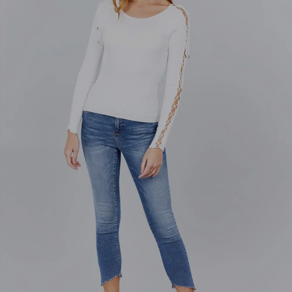 White Ribbed Sweater Top - Picture 2 of 8